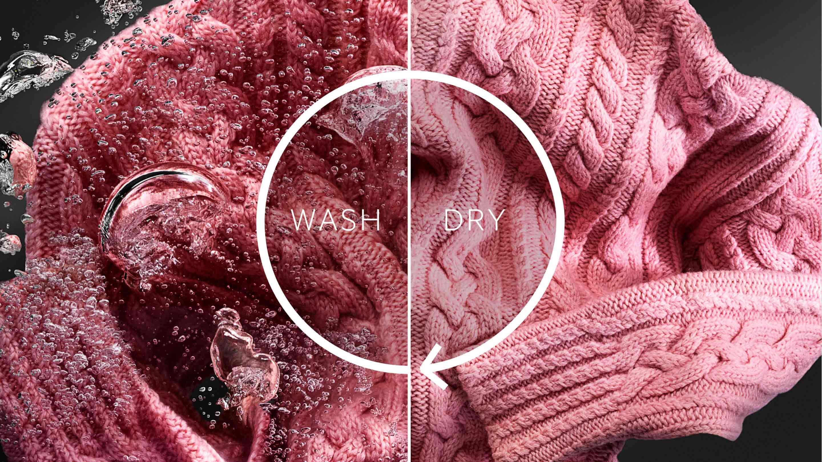 Tvättar rosa fintröja